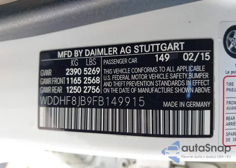 2015 Mercedes-Benz E 350 4Matic z USA, uszkodzony, nr VIN WDDHF8JB9FB149915